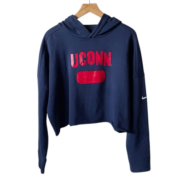 Nike Tops - NEW Nike UConn crop navy blue hoodie size L large